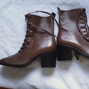 Laced Leather Ankle Boots